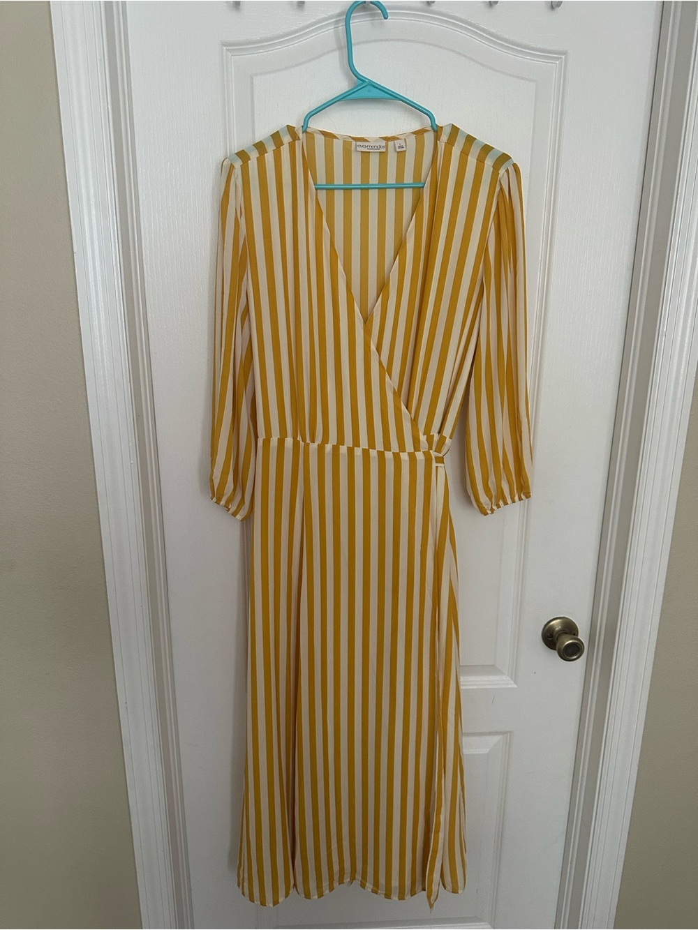 Eva Mendes New York & Company Striped Wrap Maxi Dress L